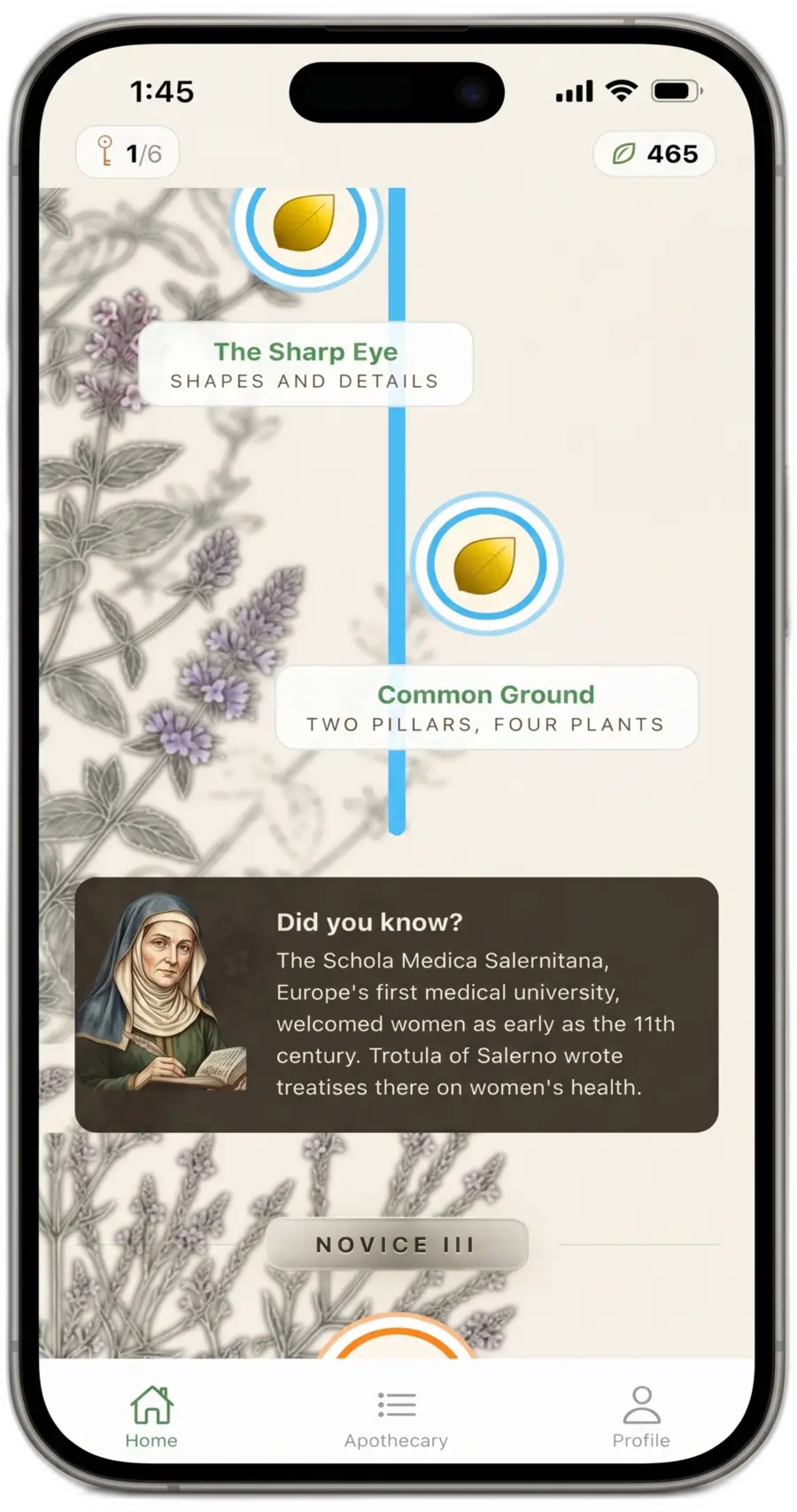 Écran d’accueil de l’application Vervain